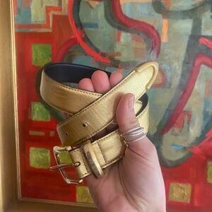 Vintage Dents Gold Metallic faux Leather Belt waist